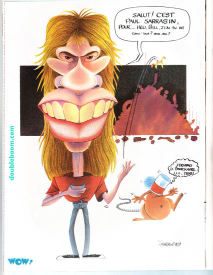 Caricature Paul Sarrasin - WOW Avril 1989